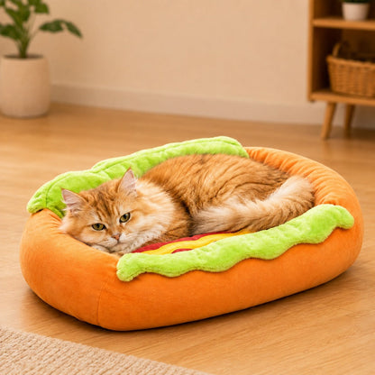 Hot Dog Pet Bed – Plush Removable Cushion