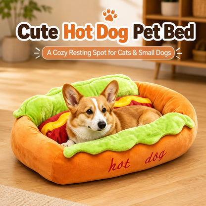 Hot Dog Pet Bed – Plush Removable Cushion