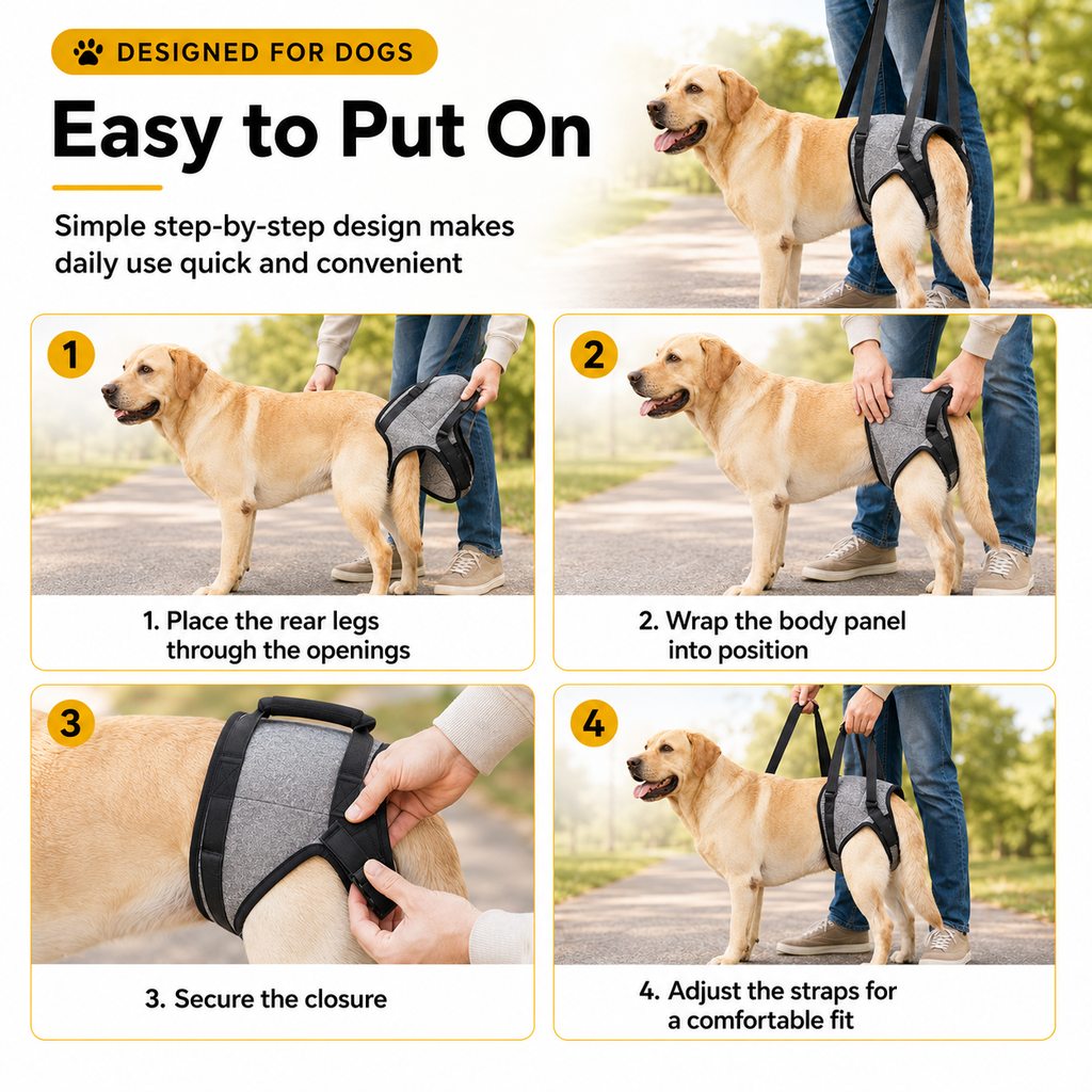 Dog Rear Support Lift Sling – Easier Stairs & Car Rides