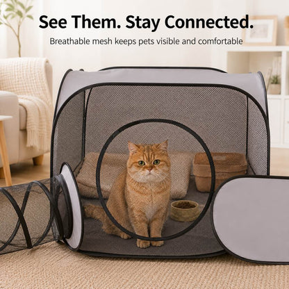 Indoor Cat Playpen – Tunnel & Rest Tent, 3 Zones