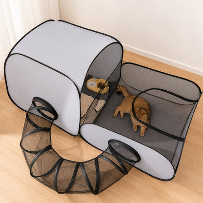 Indoor Cat Playpen – Tunnel & Rest Tent, 3 Zones