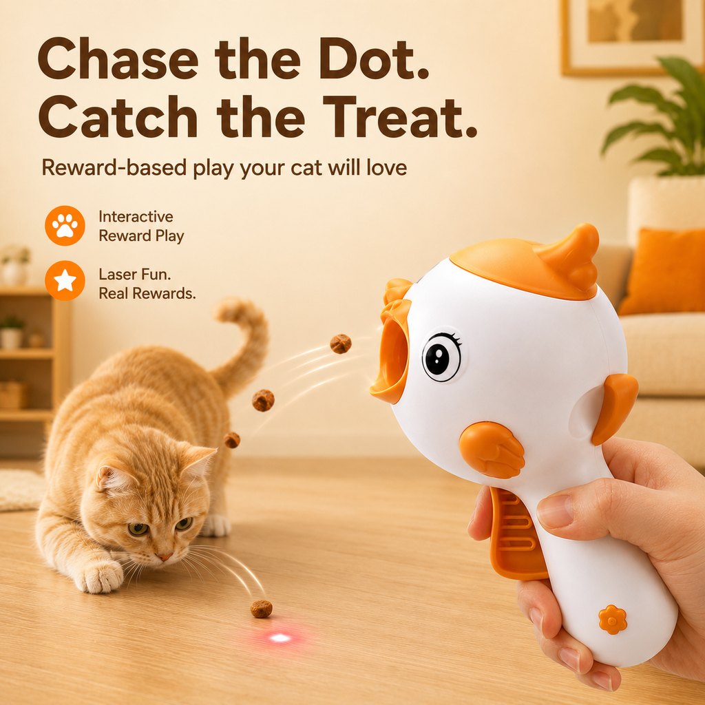Interactive Cat Treat Launcher – Laser Play & Feeding Fun