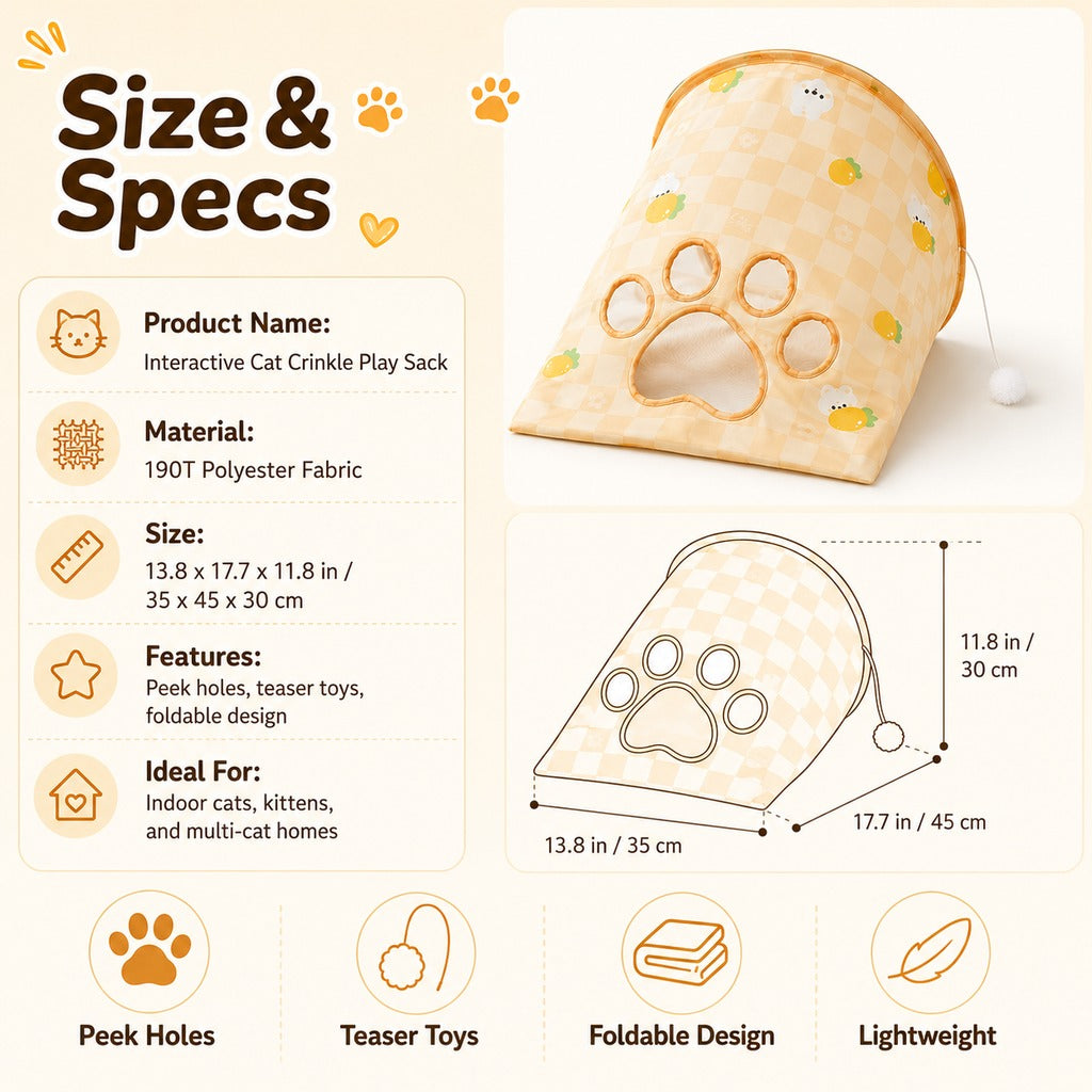 Cat Crinkle Play Sack – Hide & Pounce Fun
