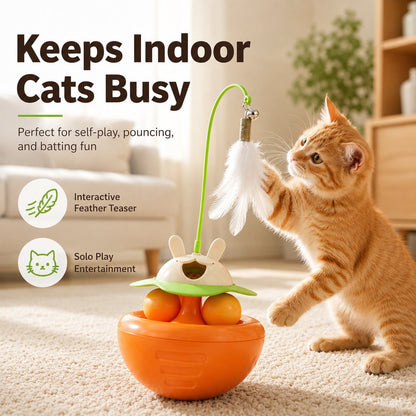 Wobble Cat Toy – Treat-Dispensing Feather Teaser