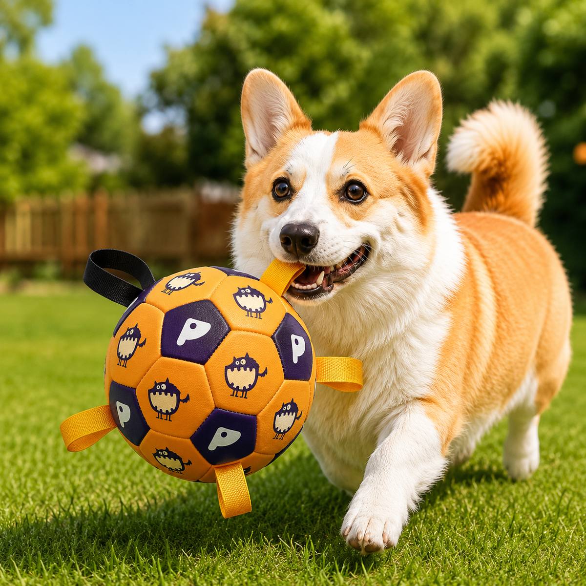 Dog Soccer Ball with Grab Tabs – Fetch & Tug Fun