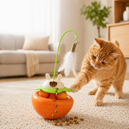 Wobble Cat Toy – Treat-Dispensing Feather Teaser