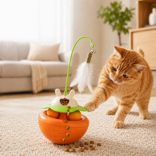 Wobble Cat Toy – Treat-Dispensing Feather Teaser
