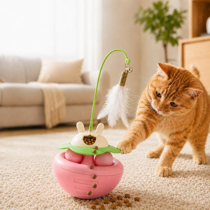 Wobble Cat Toy – Treat-Dispensing Feather Teaser