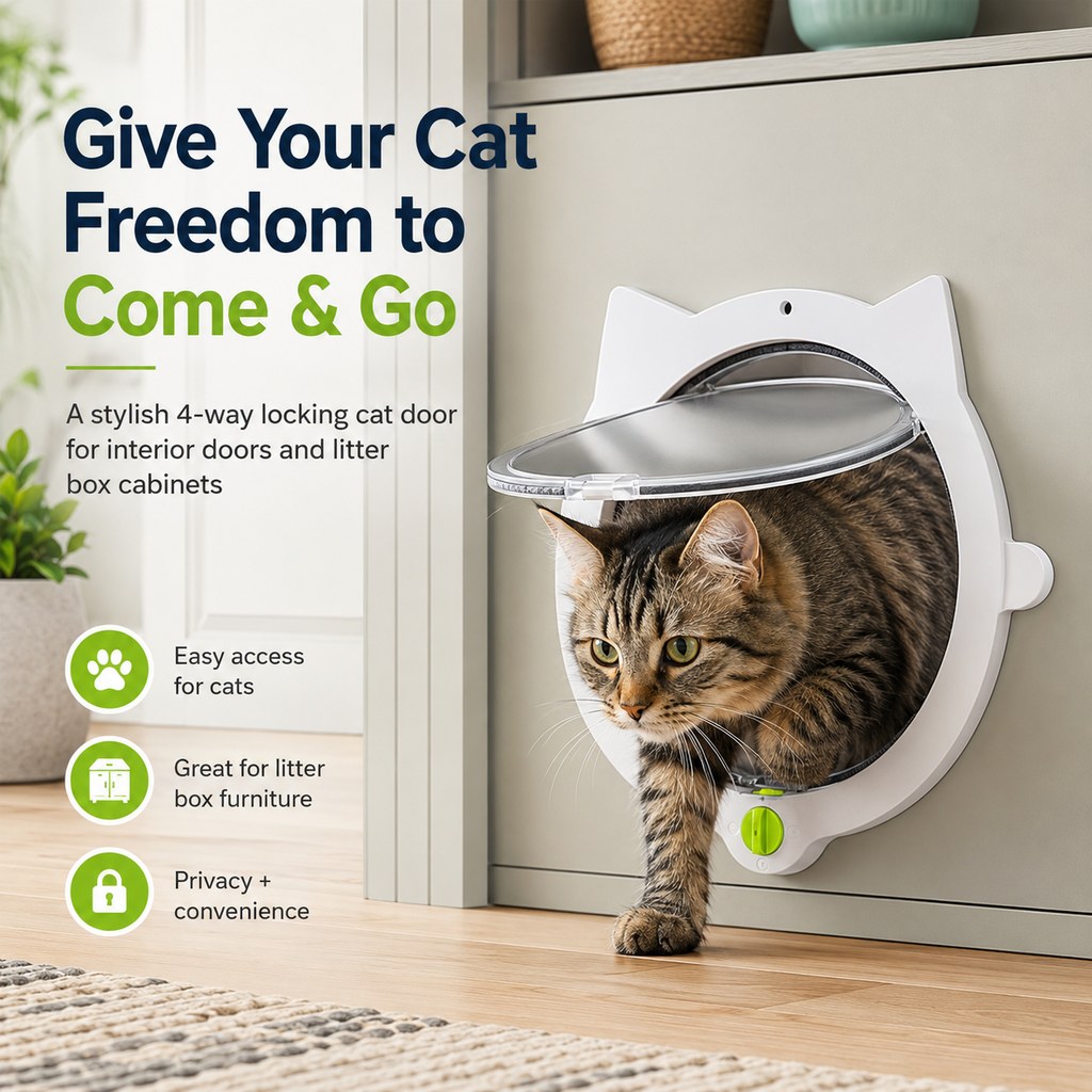 4-Way Locking Cat Door – No More Door Scratching