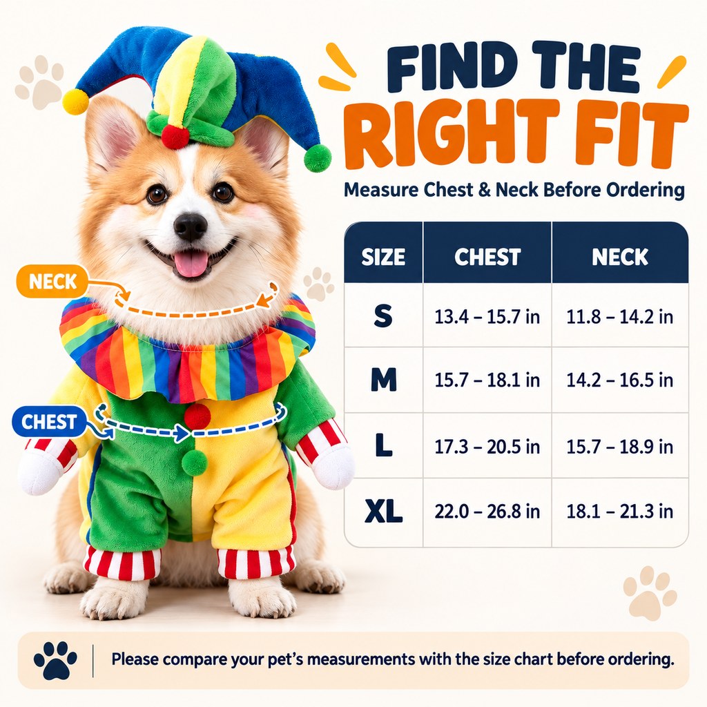 Jester Clown Dog Costume – Hat & Fake Arms
