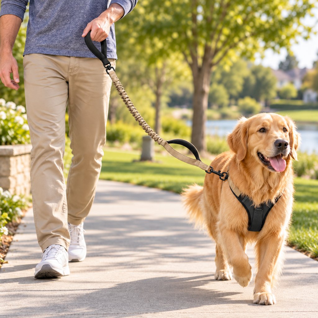 Dual Handle Bungee Dog Leash – Softer Pulls