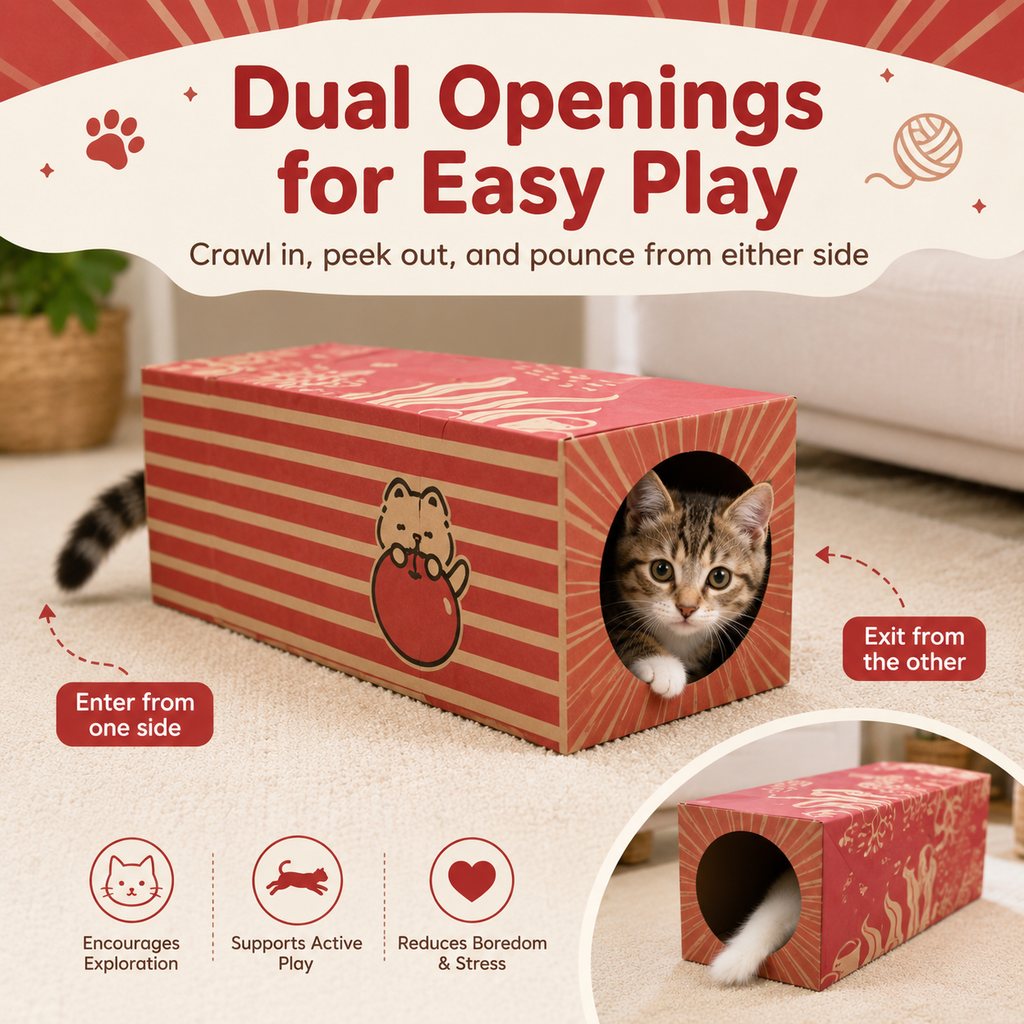 Kraft Paper Cat Tunnel – Foldable Hide & Play