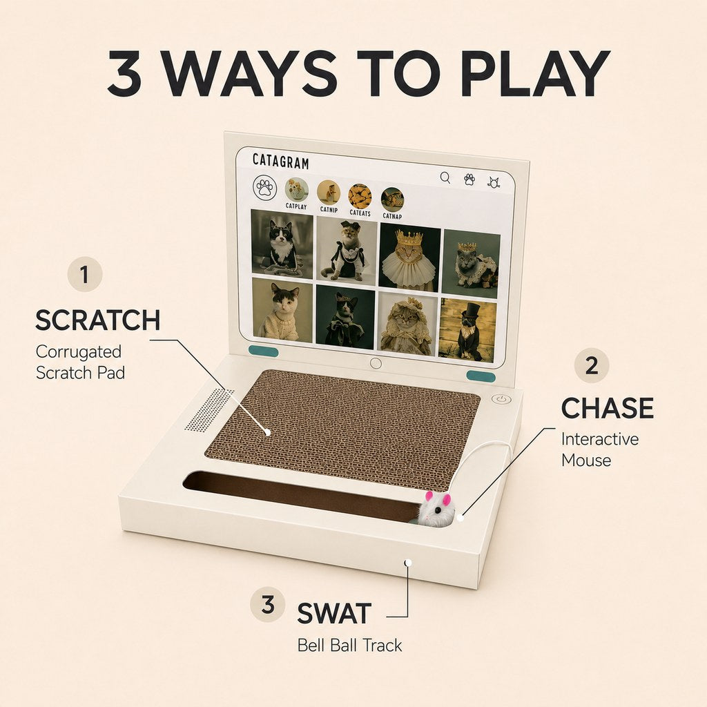Laptop Cat Scratcher – 3-in-1 Play Pad