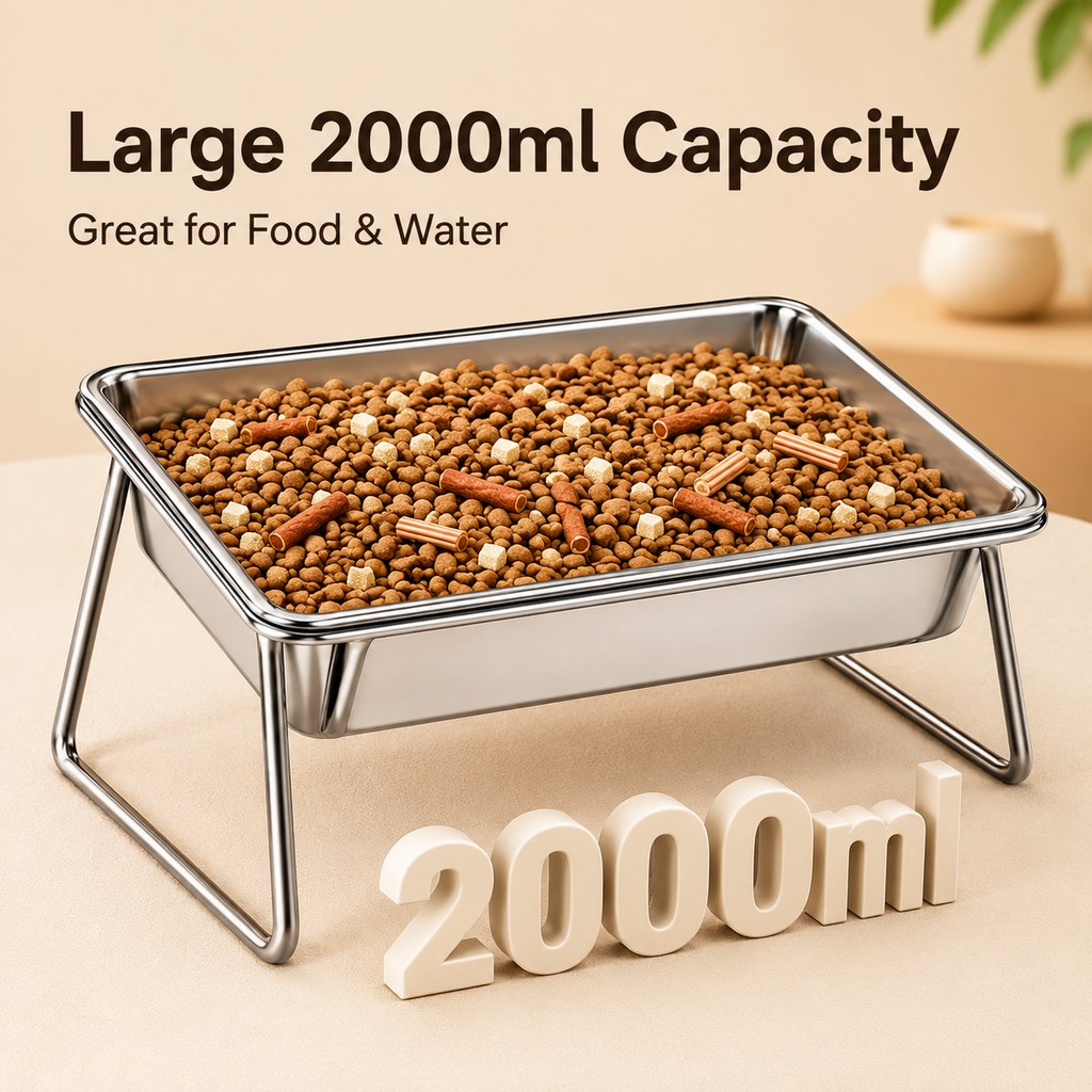 Elevated Stainless Steel Pet Bowl – Anti-Tip Stand