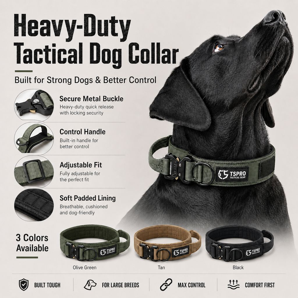 Tactical Dog Collar with Handle – Control for Strong Pullers