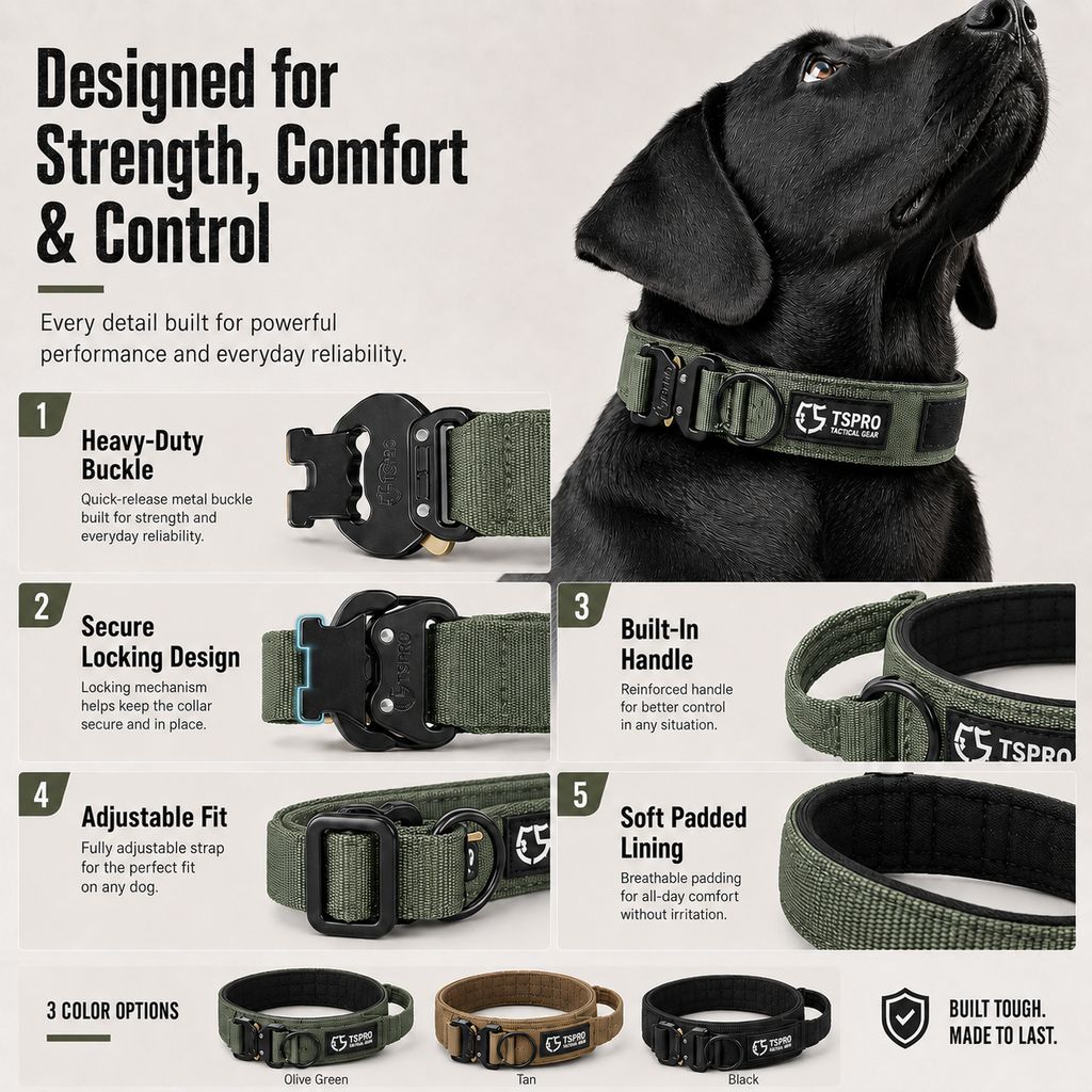 Tactical Dog Collar with Handle – Control for Strong Pullers