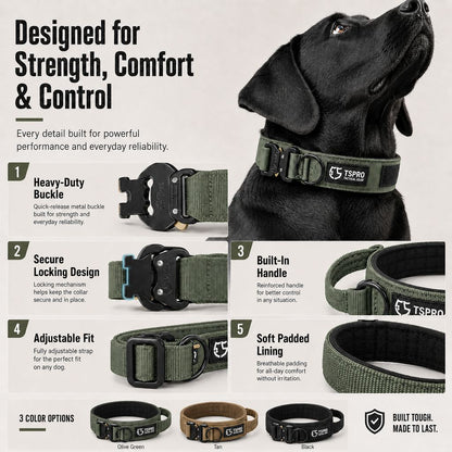 Tactical Dog Collar with Handle – Control for Strong Pullers