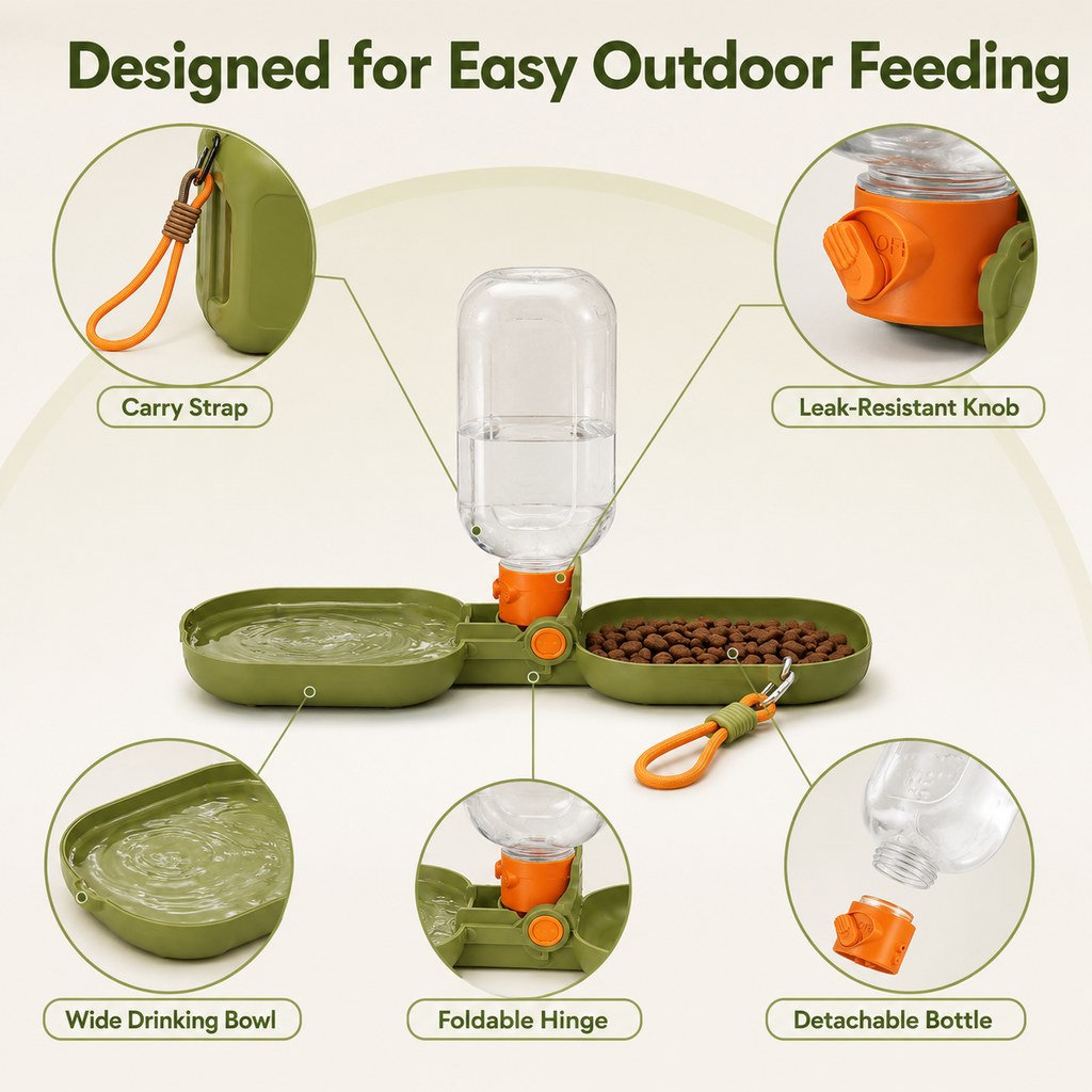 Folding Pet Water & Food Cup – Leak-Resistant Travel