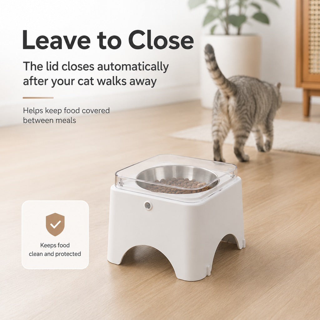 Smart Auto-Opening Cat Bowl – Dustproof, Fresher Food