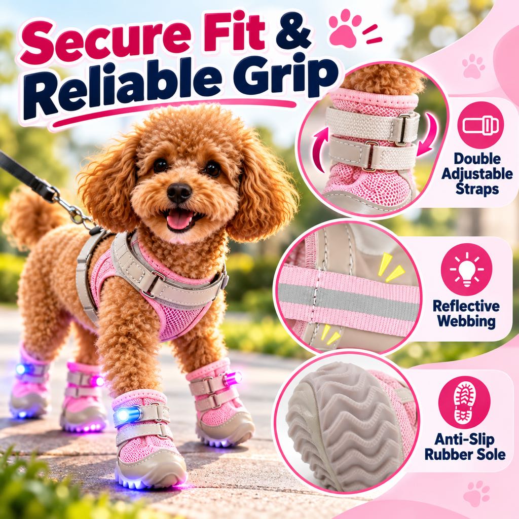 LED Light-Up Dog Boots – Safe Night Walks