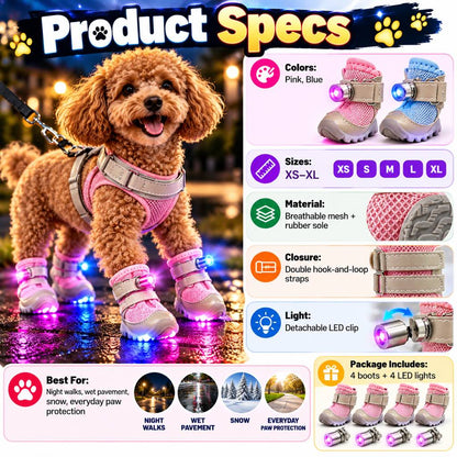 LED Light-Up Dog Boots – Safe Night Walks