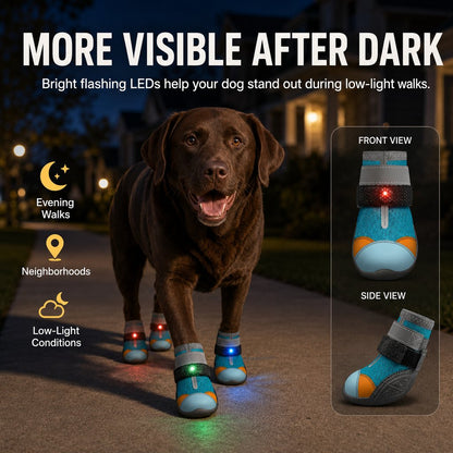 Motion-Activated LED Dog Boots – Visible at Night