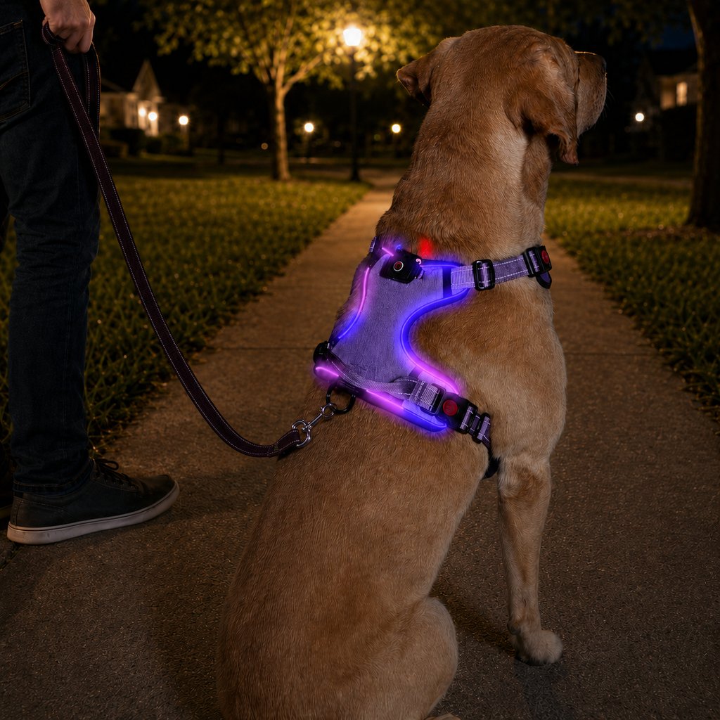 Rechargeable LED Dog Harness – Glow for Night Walks