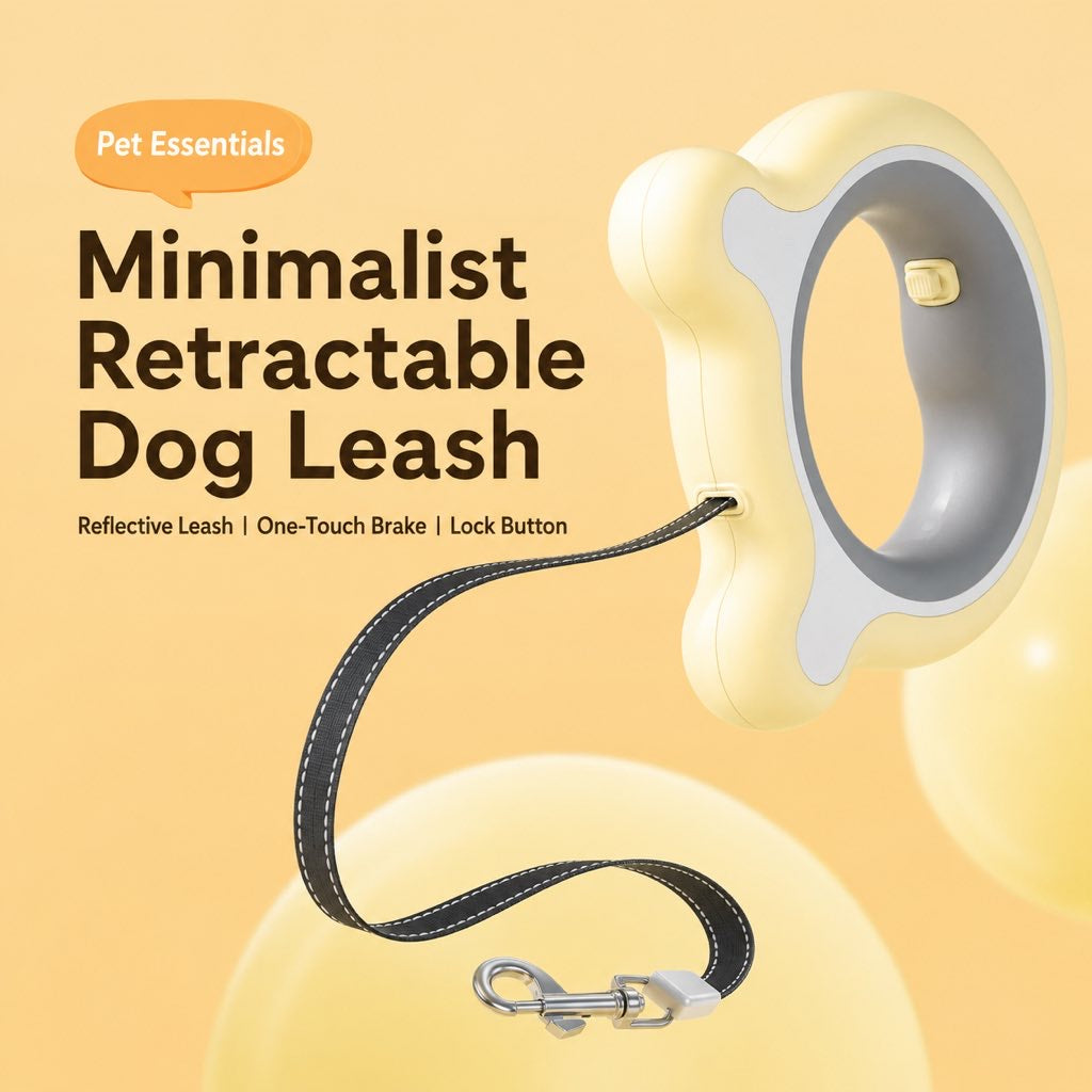 Retractable Dog Leash – LED Light & One-Touch Brake