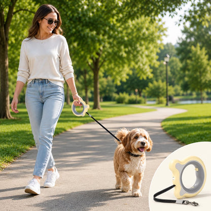 Retractable Dog Leash – LED Light & One-Touch Brake