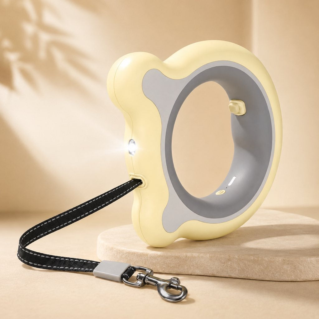 Retractable Dog Leash – LED Light & One-Touch Brake