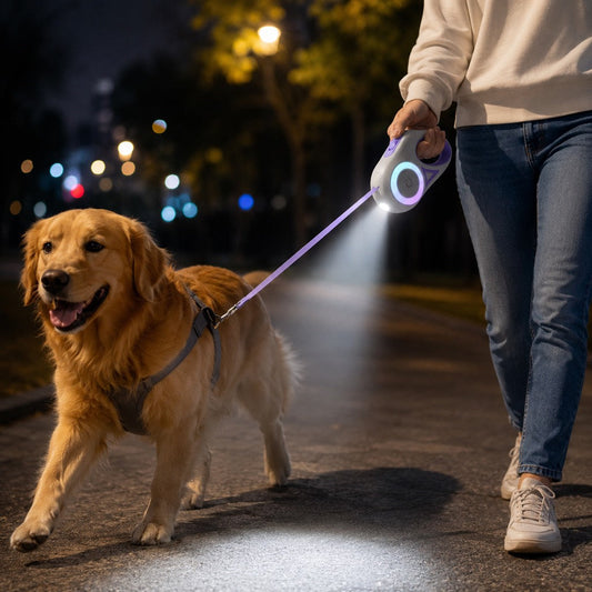 LED Retractable Dog Leash – Spotlight for Safer Night Walks