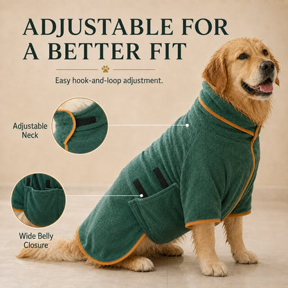 Quick-Dry Microfiber Dog Bathrobe – Less Wet-Dog Mess