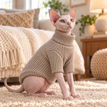 Cat Turtleneck Sweater & Sherpa Vest – Warm Layers