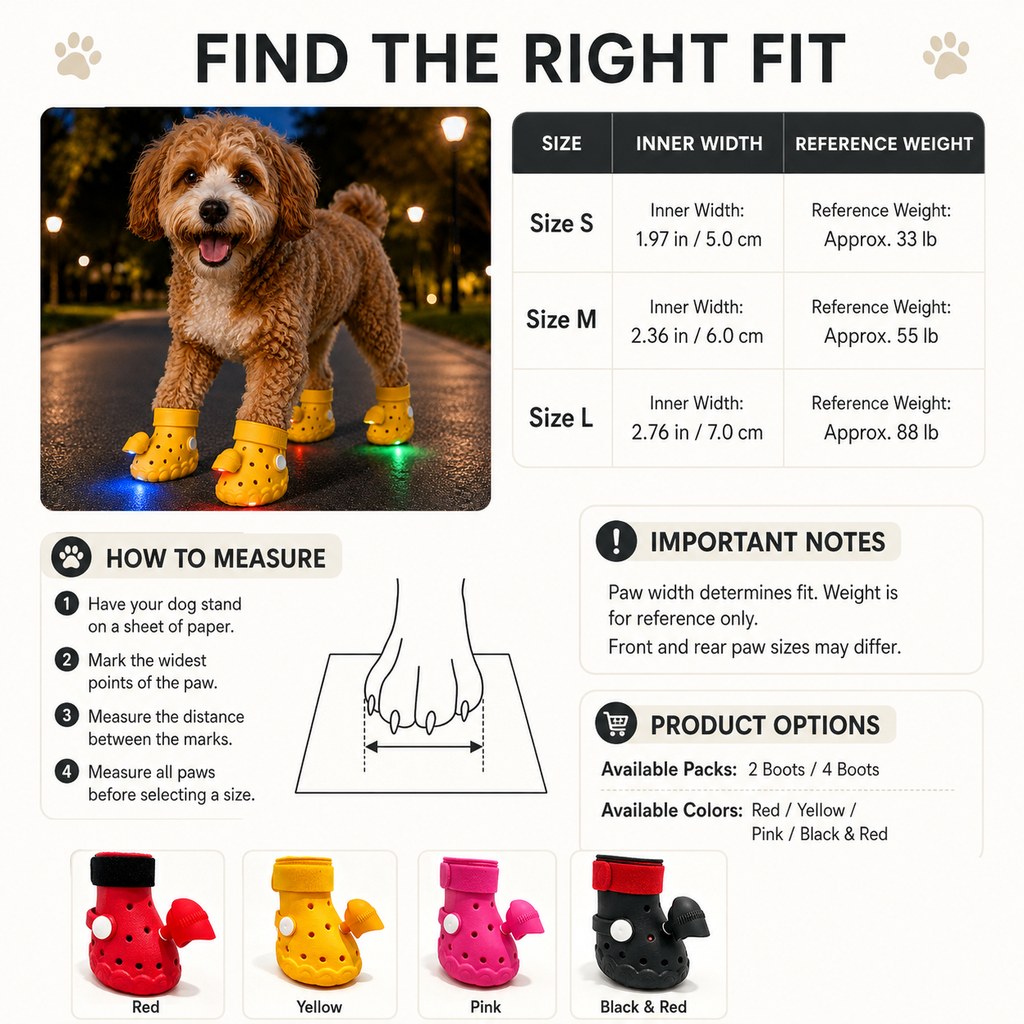 Step-Activated RGB Dog Boots – Light-Up Night Walks