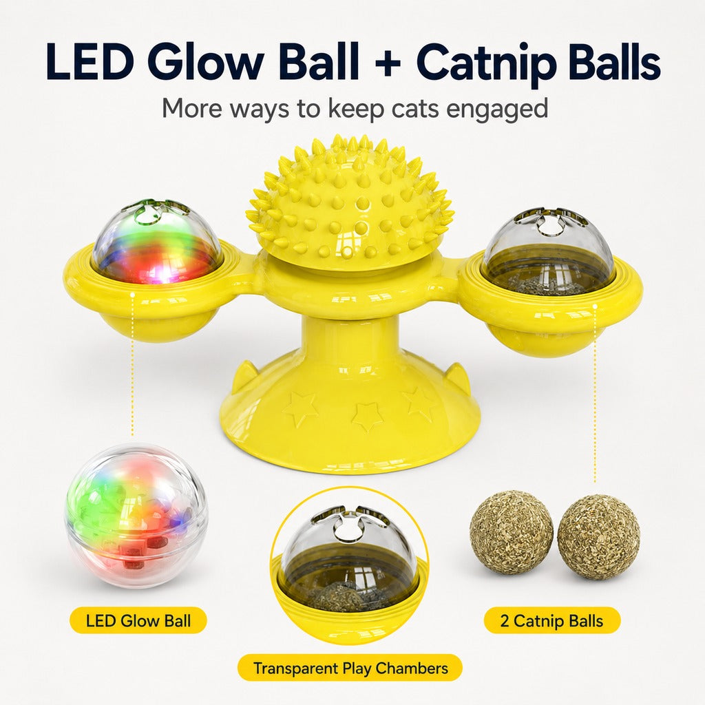 Light-Up Spinning Cat Windmill – Beats Indoor Boredom