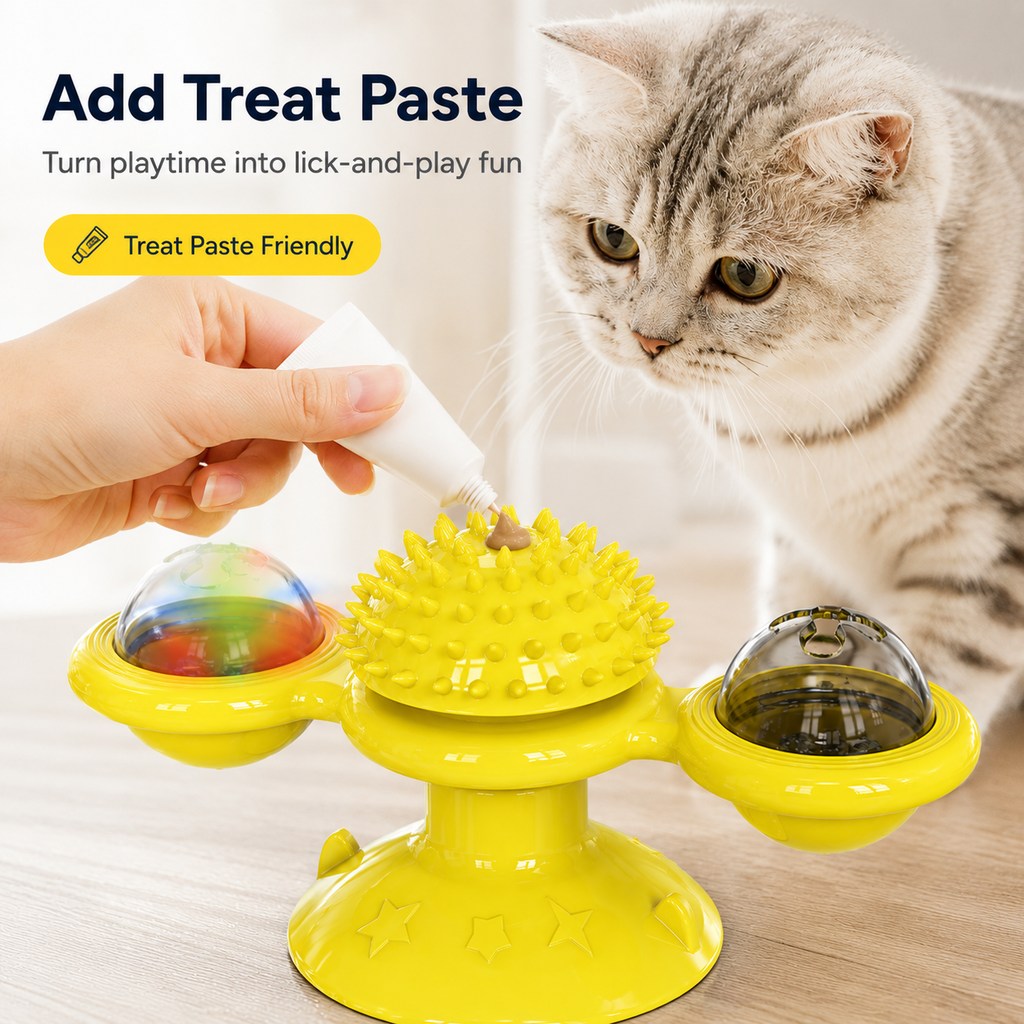 Light-Up Spinning Cat Windmill – Beats Indoor Boredom