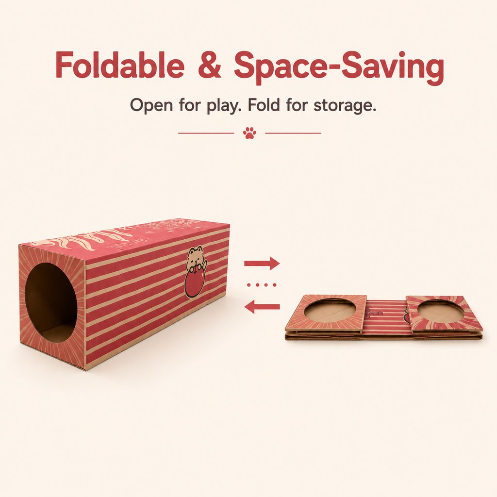Kraft Paper Cat Tunnel – Foldable Hide & Play