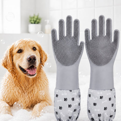 Long-Sleeve Pet Bath Gloves – Deshedding & Massage