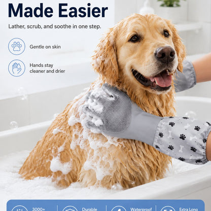 Long-Sleeve Pet Bath Gloves – Deshedding & Massage