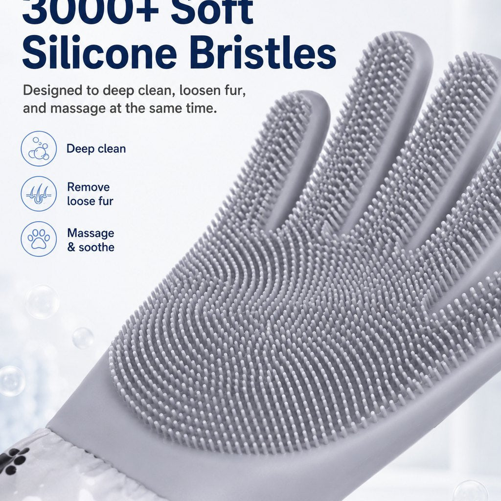 Long-Sleeve Pet Bath Gloves – Deshedding & Massage