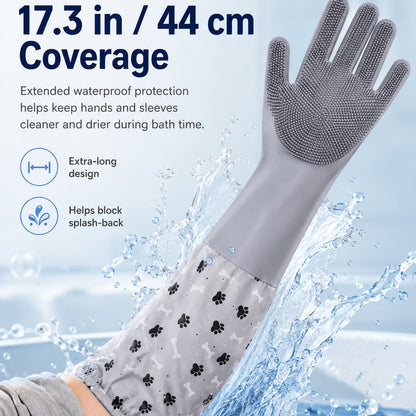 Long-Sleeve Pet Bath Gloves – Deshedding & Massage