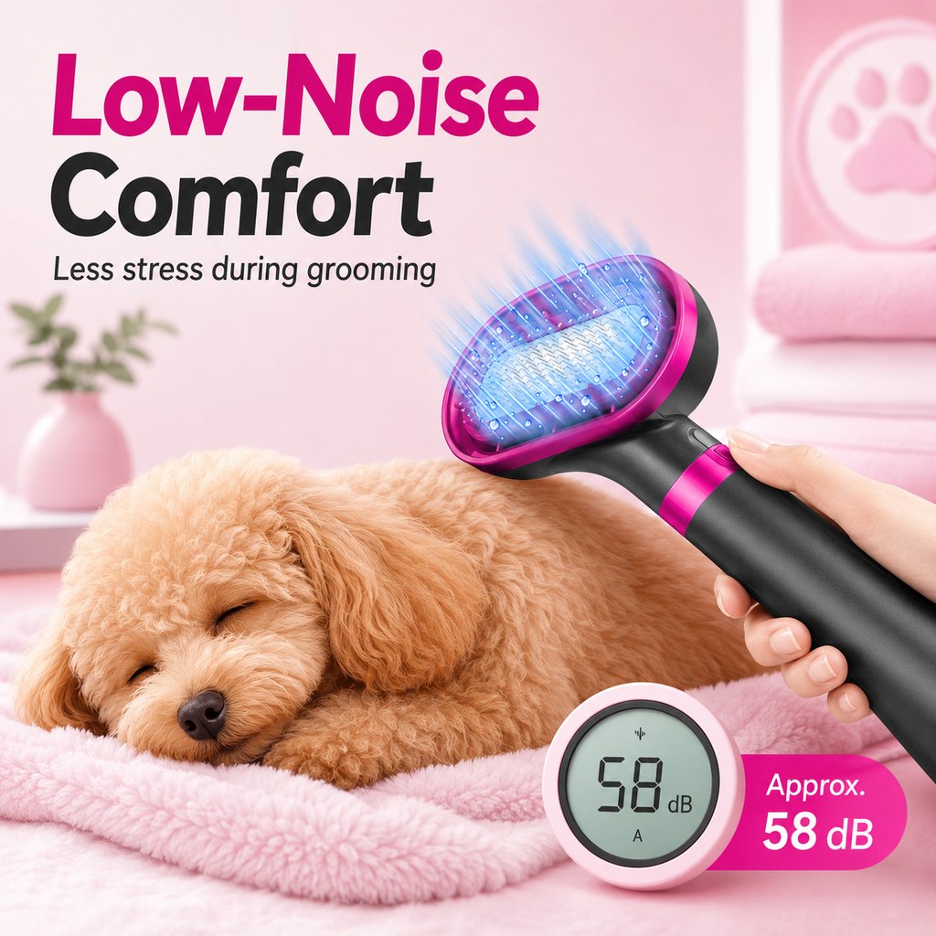4-in-1 Pet Dryer Brush – Quiet Drying & Detangling
