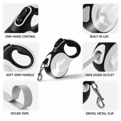 LED Retractable Dog Leash – Built-In Path Light