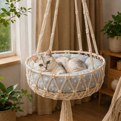 Macrame Cat Hammock Swing – Space-Saving Bed