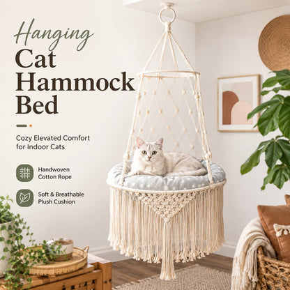 Macrame Cat Hammock Swing – Space-Saving Bed