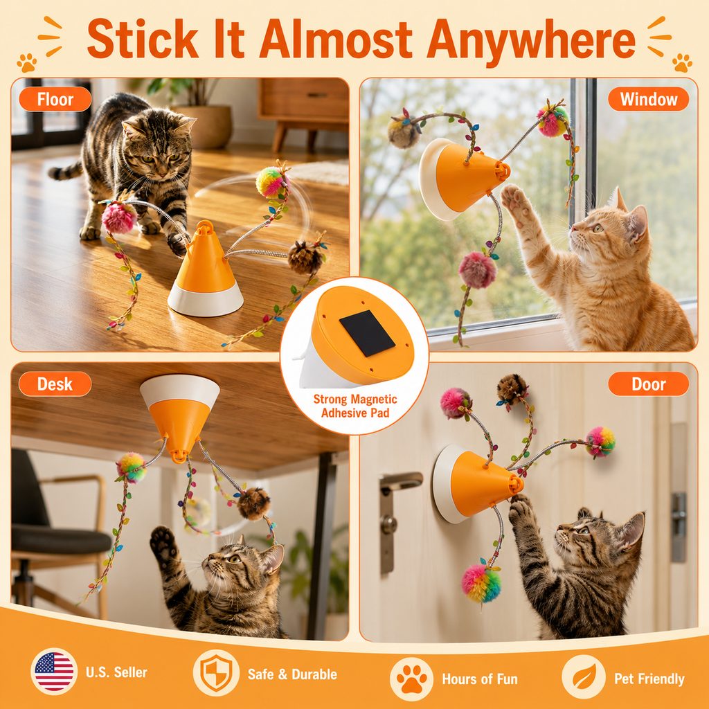360° Magnetic Rotating Cat Teaser – Hands-Free Play