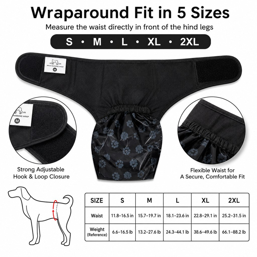 Male Dog Urine Wrap with 50 Bags – Stops Indoor Marking