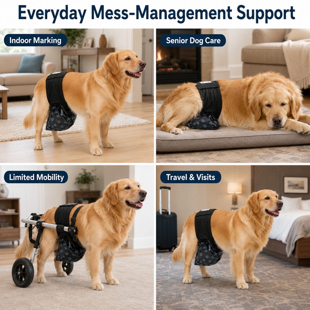 Male Dog Urine Wrap with 50 Bags – Stops Indoor Marking