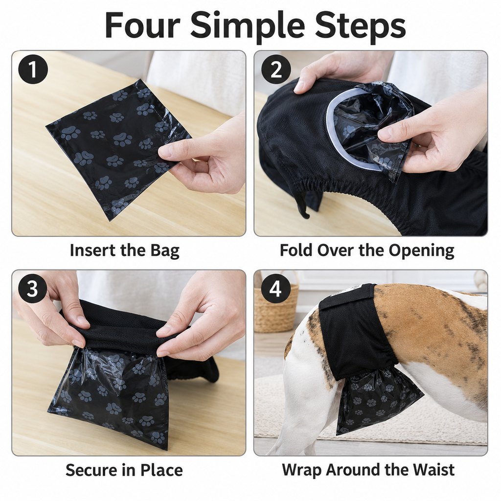 Male Dog Urine Wrap with 50 Bags – Stops Indoor Marking
