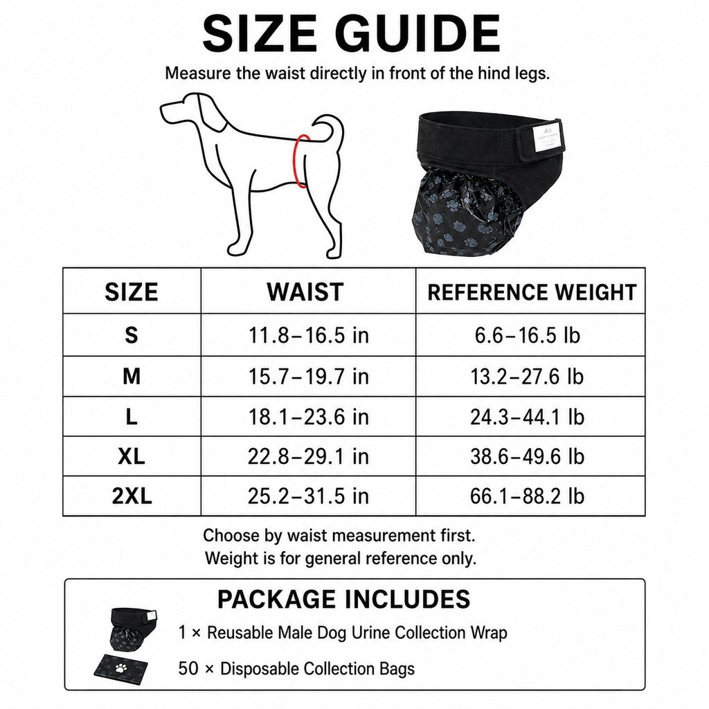 Male Dog Urine Wrap with 50 Bags – Stops Indoor Marking